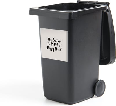 Container sticker Quote - Taupe - Hoe laat is het? het is happy hour! - 40x40 cm - Kliko sticker
