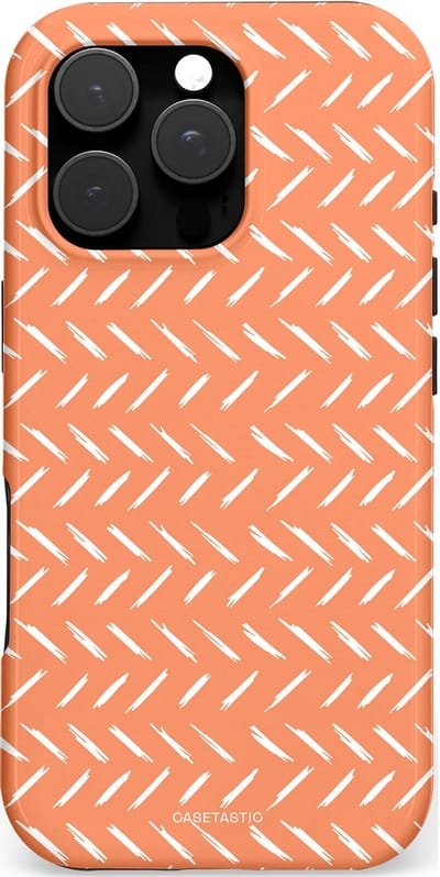Casetastic hoesje geschikt voor Apple iPhone 16 Pro - MagSafe - Dubbellaagse bescherming - Oranje Witte Nederland Cross Patroon - Fashion Case - Terracotta Zand