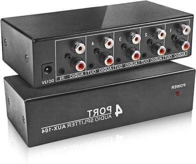 Audio Splitter - Audio Distributeur - Audio Verdeling - 1 In 4 Out - Compact Ontwerp - Zwart
