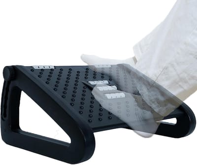 Voetsteun Bureau - Voetensteun Werkplek - Comfortabel Zitten - Verstelbare Hoogte - 44 x 30.5 cm - Zwart