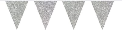 Party verjaardag Vlaggenlijn - papier - zilver - 6 m - 25 punt vlaggetjes