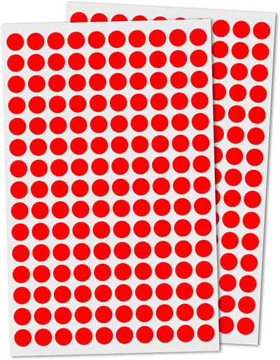 Allecto - Ronde Stickers - Zelfklevende Etiketten - Rood - 10mm - Puntstickers - 15.000 stuks - Geschikt voor papier en plastic