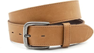 Jeans riem camel met verwisselbare gesp - Dames riem - 4 cm breed - Leer - Jeans riem - Casual - Maat 95