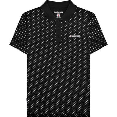Lambretta Heren SS24 Polka Dot Poloshirt (Zwart)