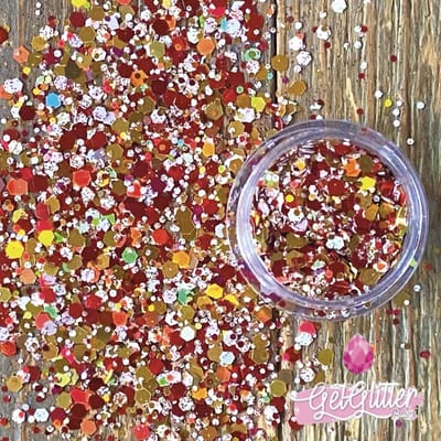 GetGlitterBaby® - Oeteldonk Gouden Witte en Rode Glitter Den Bosch / Biologische Biologisch afbreekbare Chunky Festival Glitters voor Lichaam en Gezicht / Biodegradable Face Body Carnaval Glitter Jewels Mix - Goud / Rood / Wit