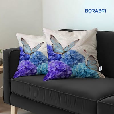 Boraboi® Luxe Decoratieve Kussenhoezen set van 2 , Zachte Suède Touch 45x45cm -(Paars,Blauw,Crème kleur)