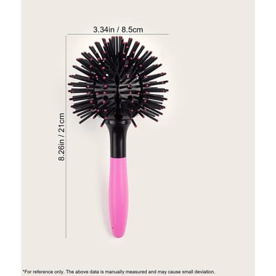 3D Ronde Haarborstel Kam 360° Ronde Styling Haarborstel Ontwarrende Haarborstel Salon Sferische Bolborstel voor Dik Krullend Haar black