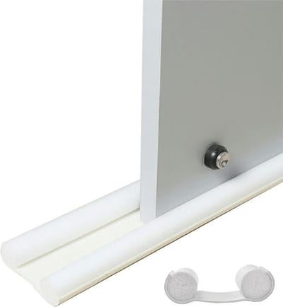 HSXL Dubbele Tochtstopper voor Deur - 91 cm - Op maat te knippen - Wit - Tochtrol voor binnen Deuren - Tochthond - Tochtkussen - Effectieve en stijlvolle oplossing tegen tocht in huis - Duurzaam materiaal