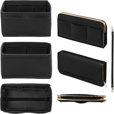 Famanu – Portemonnee Organizer Insert met Rits Vilten Tas Organizer Handtas Organizer Tas In Tas Organizer met Sleutelhanger