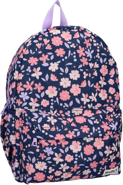 Studio V More Love - Rugzak - Gevoerd - 13,6 liter - 39 x 29 x 12 cm - Bloemen - Blauw