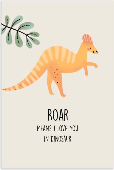 Poster 120x180 cm - Dino - Quote - Dinosaurus - Beige - Posters - Kamer decoratie accessoires - Wanddecoratie kinderkamer - Muurdecoratie babykamer