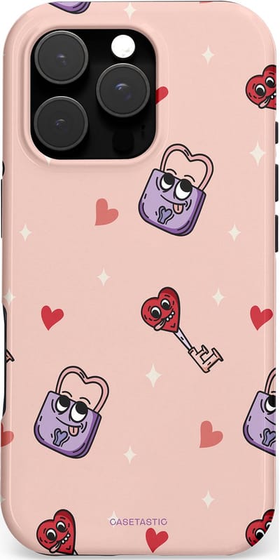 Casetastic hoesje geschikt voor Apple iPhone 16 Pro - MagSafe - Dubbellaagse bescherming - Jij bent mijn match - Fashion Case - Perzik Zand