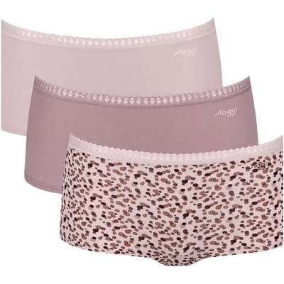 sloggi GO Crush Short 3 pak Dames Onderbroek - Cacoa - Bruin combinatie - Maat S