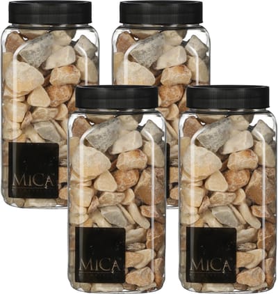 Mica Decorations decoratie stenen - 4x - 650ml - lichtbruin mix - hobby steentjes - sier stenen