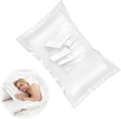 Luxe zijden kussenslopen 2-pack (50x80cm/22 Momme) - Hypoallergeen, zacht en perfect voor huid en haar, met envelopsluiting (Wit)