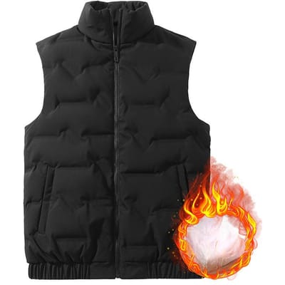 Donsjack, Vest in grote maat, Heren- en dames herfst- en winter warm vest, Mouwloos kort gilet, Licht jasje 7XL black