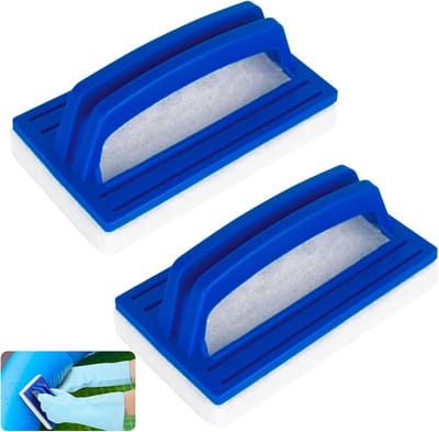 Magische spons - 2 stuks, blauw, met handvat, voor zwembad, spa, badkuip