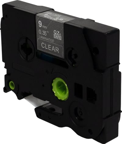 DULA Brother Compatible label tape- Tze-125 - 1 cassette - Brother P-Touch - Wit op transparant - 9mm x 8m