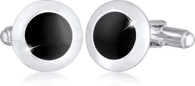 KUZZOI - Manchetknopen - Heren rond Basic met email in 925 Sterling Zilver - Heren