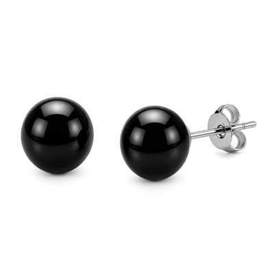Behave Parel Oorbellen Zwart 12 mm – Grote Pareloorstekers Dames – Nikkelvrij – Glasparel – Cadeau