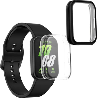 kwmobile 2x smartwatch hoes geschikt voor Samsung Galaxy Fit 3 hoesje - Siliconen sporthorloge cover - Activity tracker case in transparant / zwart