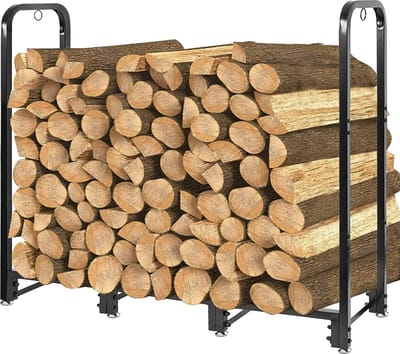 Verstelbare metalen houtopslag, 120 x 30 x 100 cm, Tuin houten plank, Houtopslagrek