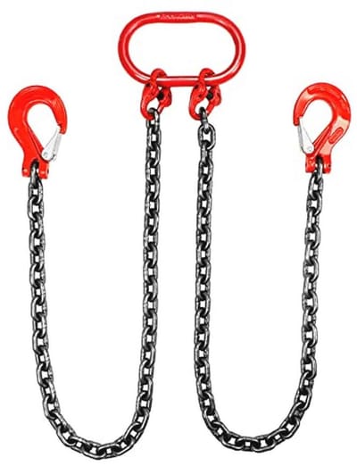 3T Hijstrap Kettingstrop - 1M - 2 Strengen - G80 Mangaanstalen Ketting (8 mm) - Hoge Sterkte Haak van Gelegeerd Staal