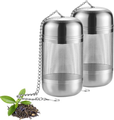 Stainless Steel Theefilter Set van 2, Fijnmazig Zeefje met Ketting voor Losse Thee, Ideaal voor Theepot en Mokken
