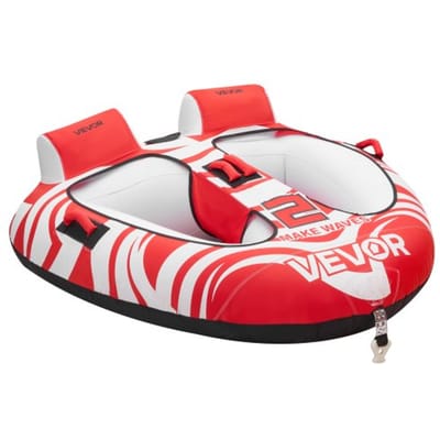 VEVOR Roeibare Buizen voor Boating, 2-Rijder Inflatables Botelbuizen en Roeibare Buizen, 154 kg Capaciteit Watersportbuizen voor Boten om Te Trekken - met 2 Cockpits, Volledig Nylon Afdekking, Gepolsterde Grepen & Veiligheidsschroef