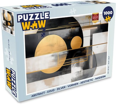 Puzzel Abstract - Goud - Zilver - Vormen - Aesthetic - Modern - Legpuzzel - Puzzel 1000 stukjes volwassenen