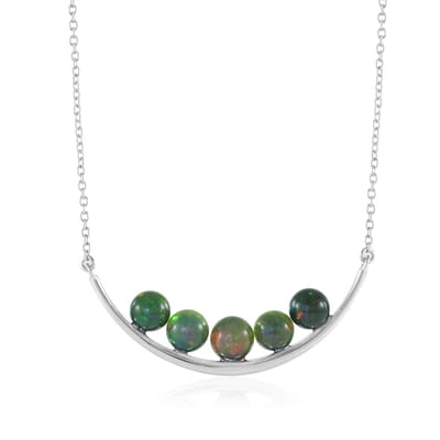 Cavill - Zilveren Halsketting - 925 Sterling Zilver Geplatineerd - 5 Ethiopische Mezezo Opalen 3 813 ct - Elegante Ronde 6 mm Kralen - 45 72 cm