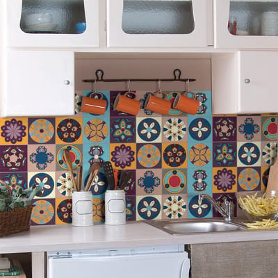 Zelfklevende tegelmuurstickers voor keuken en badkamer - 12 Carmelo Azulejo tegelstickers - 12 stickers 10x10cm