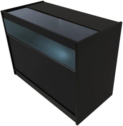 B1200 led winkelbalie - zwart - 120x60x90 cm - 3-laags opbergsysteem