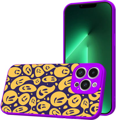 Smartphonica Telefoonhoesje Geschikt voor iPhone 13 Pro met Smiley en Emoji opdruk - TPU Back Cover Case Smiley and Emoji Design - Paars geschikt voor iPhone 13 Pro