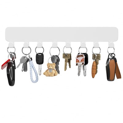Sleutelbord met 8 Haken - Wand Organizer - Wit - Sleutelhanger zonder boren