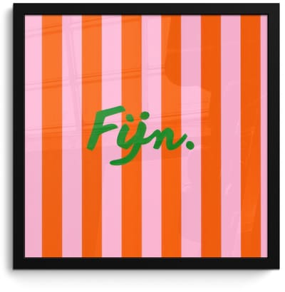 Poster in lijst - Fotolijst 40x40 cm - Posters - Patroon - Oranje - Fijn - Strepen - Posterlijst zwart - Decoratie - Wanddecoratie woonkamer - Muurdecoratie slaapkamer