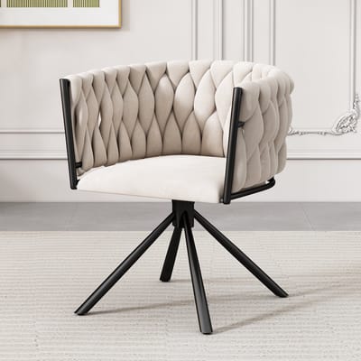 MODFU - Eetkamerstoel - Draaibaar - Ergonomisch - Modern - Fluweel - Beige