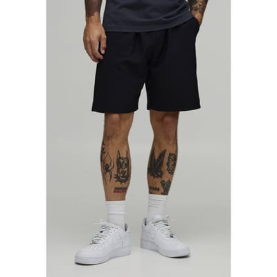 Essential Relaxed Fit Elasticated Tech Shorts | Black | Size XS