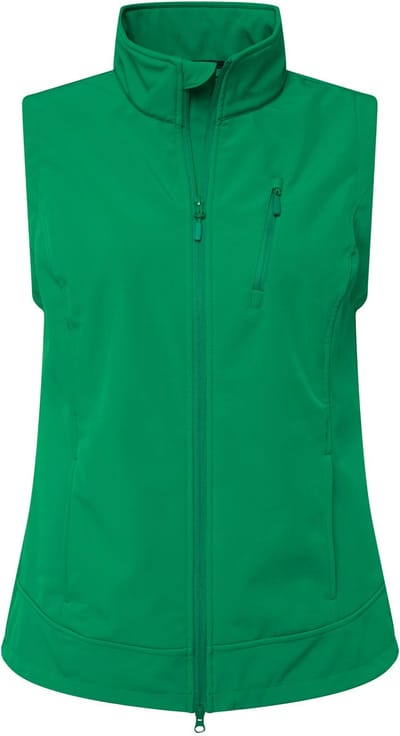 Ulla Popken - Dames - Softshell bodywarmer fleecevoering 2-wegrits - Smaragdgroen - Maat 42+