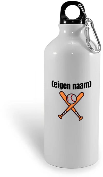 Hacebo® - honkbal met knuppels met eigen naam waterfles - Honkbal - atleten - iemand die houdt van honkbal - verjaardag - cadeau - kado - water fles - 400ML