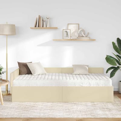 vidaXL - Hoekbedframe - met - Matras - 2 - st - Crème - 100 - x - 200 - cm - Stof