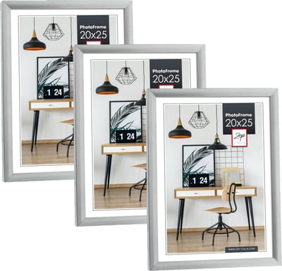 ZEP Fotolijst - 3x stuks - zilverkleurig - kunststof - voor foto van 20 x 25 cm - woondecoraties - accessoires
