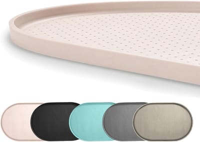 Honden- en kattenvoer mat met verhoogde randen voor gemakkelijke opruiming, BPA-vrij en waterdicht, 48x30 cm, beige