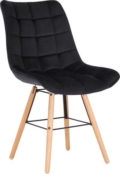 CLP Leni Eetkamerstoel - Zonder armleuning - Hout frame - Fluweel - zwart