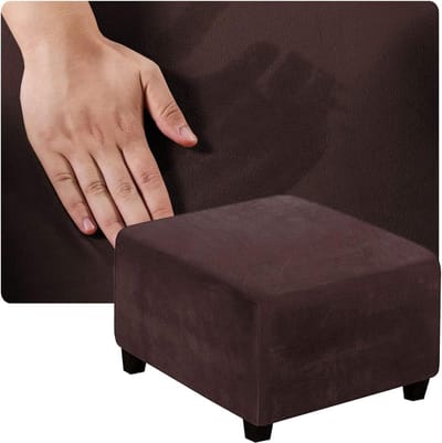 Poef Hoes - Voetenbank Beschermer - Meubels Vernieuwen - Super Stretch Stof - 40x40 tot 80x80 cm - Bruin