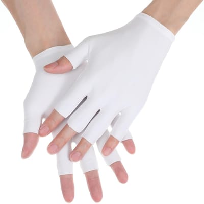 Xindojuz 4 paar witte vingerloze handschoenen, katoenen vochtinbrengende handschoenen voor dames en heren, 5 open - ShopVlot