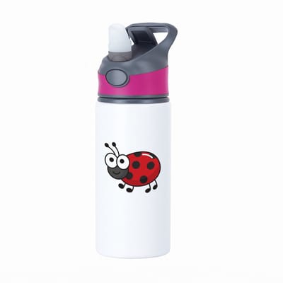 Hacebo® - Lieveheersbeestje waterfles met rietje roze - Insecten - Dieren liefhebbers - Dieren - koekendiefje - water fles - 650ML
