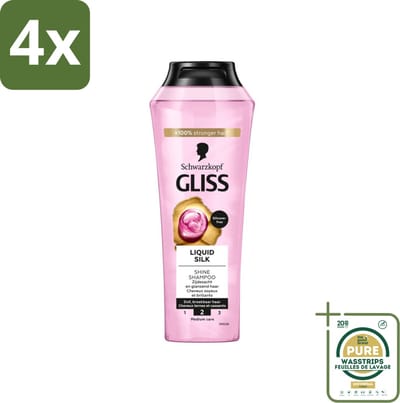 Gliss - Shampoo - Liquid Silk - Voor Glanzend en Zijdezacht Haar - 250 ml - Voordeelverpakking - 4 stuks - Haarverzorging - Siliconenvrije shampoo