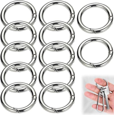 12 stuks ronde karabijnhaken 60 mm zinklegering zilver