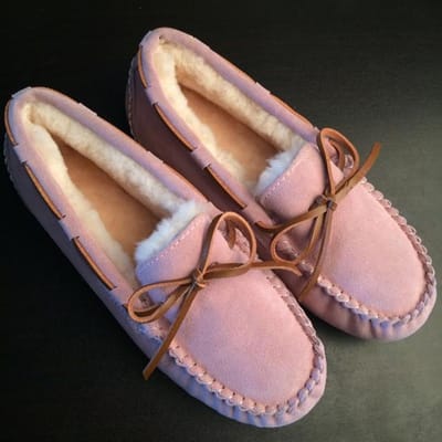 Top 100 %Natuurlijk Bont Echt Leer Dames Platte Schoenen Nieuwe Mode Dames Mocassins Casual Loafers Warme Winterschoenen 42 roze